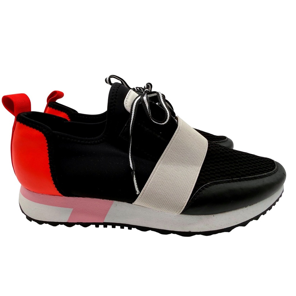Steve Madden Antics Sneakers Womens 8.5 Black Red Excellent Colorblock Mesh